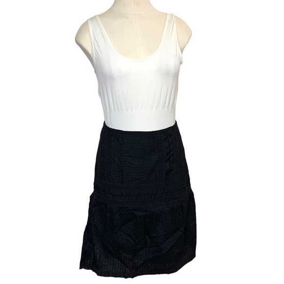 International Concept Black Skirt Minimalist A-Line Pintuck Lace Sz 12 - Picture 1 of 10
